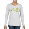 thumbnail image 1 of Wild Bobby, King Gold Script, Pop Culture, Women Graphic Long Sleeve Tee, White, Large, 1 of 4