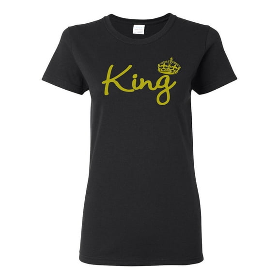 Wild Bobby, King Gold Script, Pop Culture, Women Graphic Tee, Black, Small