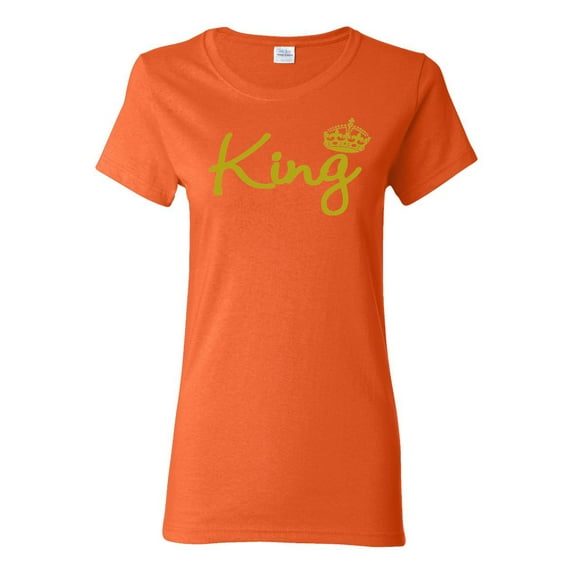 Wild Bobby, King Gold Script, Pop Culture, Women Graphic Tee, Orange, X-Large