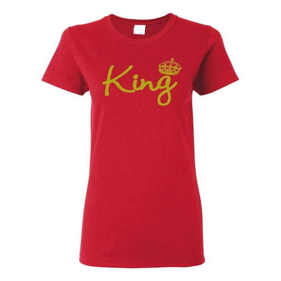 Wild Bobby, King Gold Script, Pop Culture, Women Graphic Tee, Red, 3X-Large