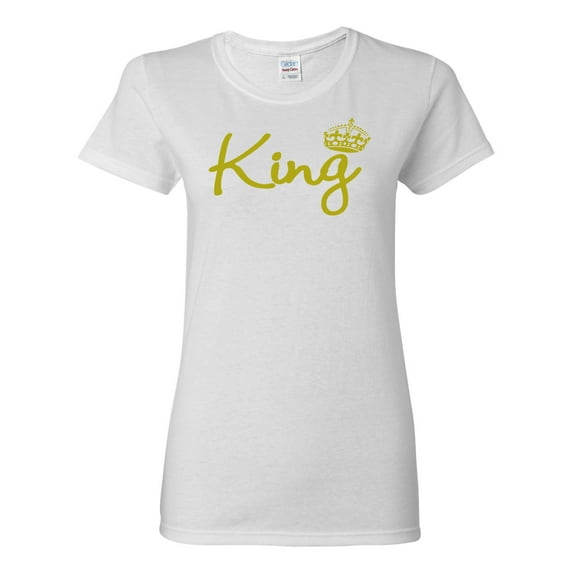Wild Bobby, King Gold Script, Pop Culture, Women Graphic Tee, White, 3X-Large