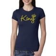 thumbnail image 1 of Wild Bobby, King Gold Script, Pop Culture, Women Slim Fit Junior Tee, Navy, Large, 1 of 4