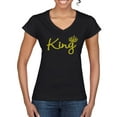 thumbnail image 1 of Wild Bobby, King Gold Script, Pop Culture, Women Standard V-Neck Tee, Black, Small, 1 of 4
