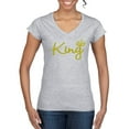 thumbnail image 1 of Wild Bobby, King Gold Script, Pop Culture, Women Standard V-Neck Tee, Heather Grey, X-Large, 1 of 4