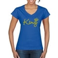thumbnail image 1 of Wild Bobby, King Gold Script, Pop Culture, Women Standard V-Neck Tee, Royal, Medium, 1 of 4