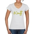 thumbnail image 1 of Wild Bobby, King Gold Script, Pop Culture, Women Standard V-Neck Tee, White, Small, 1 of 4