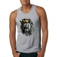 thumbnail image 1 of Wild Bobby, King Lion with Gold Crown Art, Animal Lover, Men Graphic Tank Top, Heather Grey, Large, 1 of 4