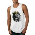 thumbnail image 1 of Wild Bobby, King Lion with Gold Crown Art, Animal Lover, Men Graphic Tank Top, White, X-Large, 1 of 4