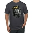 thumbnail image 1 of Wild Bobby, King Lion with Gold Crown Art, Animal Lover, Men Graphic Tee, Charcoal, XX-Large, 1 of 4