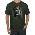 thumbnail image 1 of Wild Bobby, King Lion with Gold Crown Art, Animal Lover, Men Graphic Tee, Forest Green, Small, 1 of 4