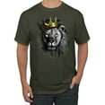 thumbnail image 1 of Wild Bobby, King Lion with Gold Crown Art, Animal Lover, Men Graphic Tee, Military Green, 5X-Large, 1 of 4