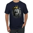 thumbnail image 1 of Wild Bobby, King Lion with Gold Crown Art, Animal Lover, Men Graphic Tee, Navy, Small, 1 of 4
