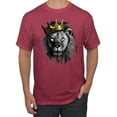 thumbnail image 1 of Wild Bobby, King Lion with Gold Crown Art, Animal Lover, Men Graphic Tee, Vintage Heather Red, X-Large, 1 of 4