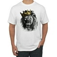 thumbnail image 1 of Wild Bobby, King Lion with Gold Crown Art, Animal Lover, Men Graphic Tee, White, 3X-Large, 1 of 4