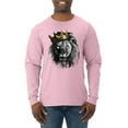 thumbnail image 1 of Wild Bobby, King Lion with Gold Crown Art, Animal Lover, Men Long Sleeve Shirt, Light Pink, Medium, 1 of 4