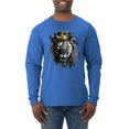 thumbnail image 1 of Wild Bobby, King Lion with Gold Crown Art, Animal Lover, Men Long Sleeve Shirt, Royal, 3X-Large, 1 of 4