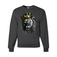 thumbnail image 1 of Wild Bobby, King Lion with Gold Crown Art, Animal Lover, Unisex Crewneck Graphic Sweatshirt, Heather Black, X-Large, 1 of 4