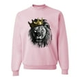 thumbnail image 1 of Wild Bobby, King Lion with Gold Crown Art, Animal Lover, Unisex Crewneck Graphic Sweatshirt, Light Pink, X-Large, 1 of 4