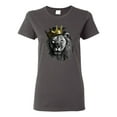 thumbnail image 1 of Wild Bobby, King Lion with Gold Crown Art, Animal Lover, Women Graphic Tee, Charcoal, XX-Large, 1 of 4