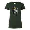 thumbnail image 1 of Wild Bobby, King Lion with Gold Crown Art, Animal Lover, Women Graphic Tee, Forest Green, Small, 1 of 4
