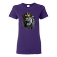 thumbnail image 1 of Wild Bobby, King Lion with Gold Crown Art, Animal Lover, Women Graphic Tee, Purple, 3X-Large, 1 of 4