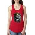 thumbnail image 1 of Wild Bobby, King Lion with Gold Crown Art, Animal Lover, Women Racerback Tank Top, Red, Large, 1 of 4