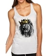 thumbnail image 1 of Wild Bobby, King Lion with Gold Crown Art, Animal Lover, Women Tri-Blend Racerback Tank Top, Heather White, Small, 1 of 4