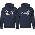thumbnail image 1 of Wild Bobby, King Queen Classic Script Love Cute Wife Husband Gift His and Hers Matching Couples Hoodie Sweatshirts Set , Navy, Mens 2XL-Womens S, 1 of 1