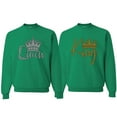 thumbnail image 1 of Wild Bobby, King Queen Valentines Day Outfit His and Hers Matching Couples Crewneck Sweatshirts, Kelly, Mens L-Womens S, 1 of 6