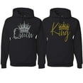 thumbnail image 1 of Wild Bobby, King Queen Valentines Day Outfit His and Hers Matching Couples Hoodie Sweatshirts, Black, Mens 3XL-Womens M, 1 of 6