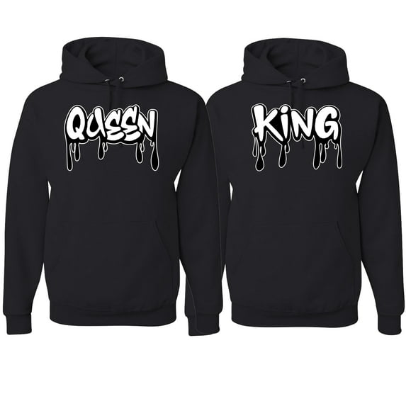 Wild Bobby, King and Queen His/Her Couples/ Best Friends Matching Couples Hoodie, Black, Mens S-Womens S