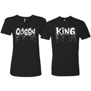 Wild Bobby, King and Queen His/Her Couples/ Best Friends Matching Couples Tee, Black, Mens L-Womens 3XL