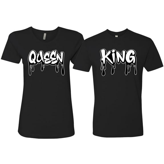 Wild Bobby, King and Queen His/Her Couples/ Best Friends Matching Couples Tee, Black, Mens S-Womens S