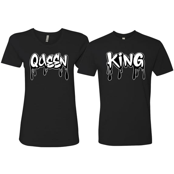 Wild Bobby, King and Queen His/Her Couples/ Best Friends Matching Couples Tee, Black, Mens S-Womens S