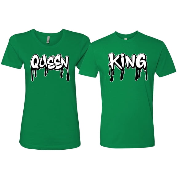 Wild Bobby, King and Queen His/Her Couples/ Best Friends Matching Couples Tee, Kelly, Mens 2XL-Womens M