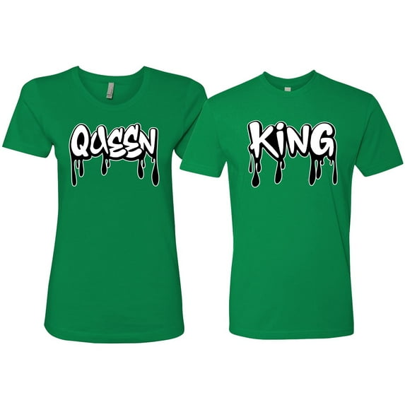 Wild Bobby, King and Queen His/Her Couples/ Best Friends Matching Couples Tee, Kelly, Mens M-Womens XL