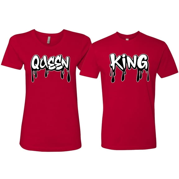 Wild Bobby, King and Queen His/Her Couples/ Best Friends Matching Couples Tee, Red, Mens XL-Womens XL