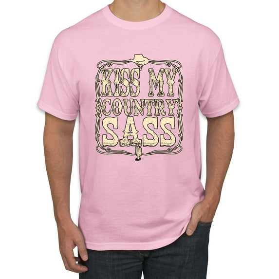 Wild Bobby, Kiss My Country Sass, Pop Culture, Men Graphic Tee, Light Pink, 3X-Large