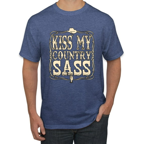 Wild Bobby, Kiss My Country Sass, Pop Culture, Men Graphic Tee, Vintage Heather Blue, 4X-Large