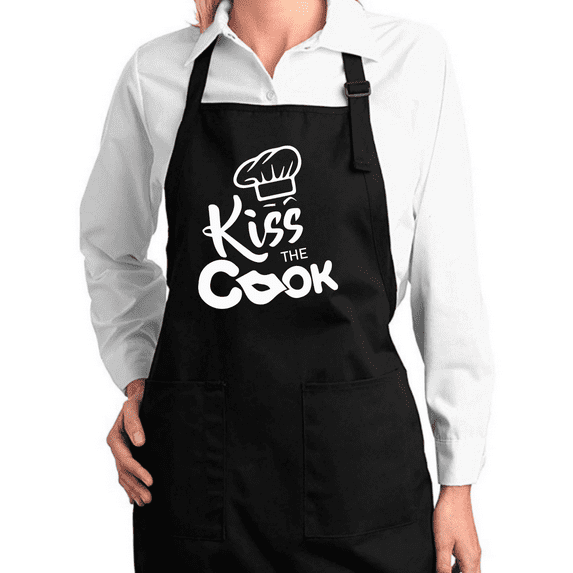 Wild Bobby, Kiss the Cook Funny Classic Kitchen Cooking Apron with Pockets Kitchen Cooking Apron Graphic Apron with Pockets