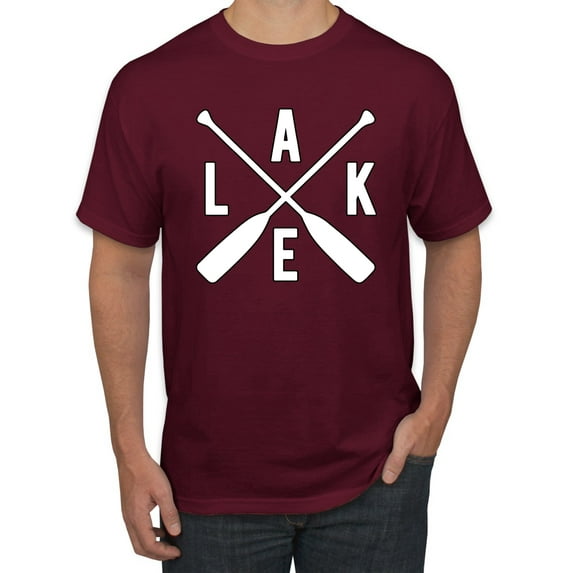 Wild Bobby, Lake Cross Paddles, Men Graphic Tee, Maroon, 3X-Large