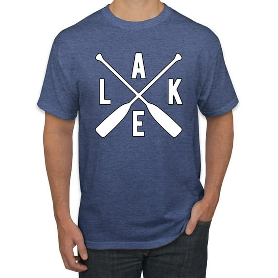 Wild Bobby, Lake Cross Paddles, Men Graphic Tee, Vintage Heather Blue, Large