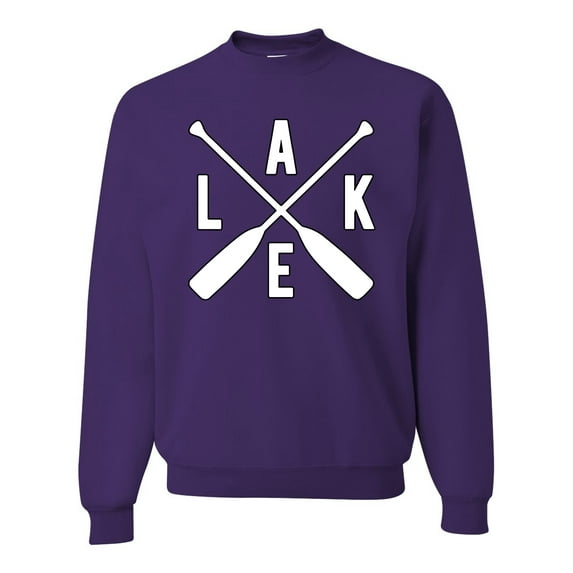 Wild Bobby, Lake Cross Paddles, Unisex Crewneck Graphic Sweatshirt, Purple, Medium