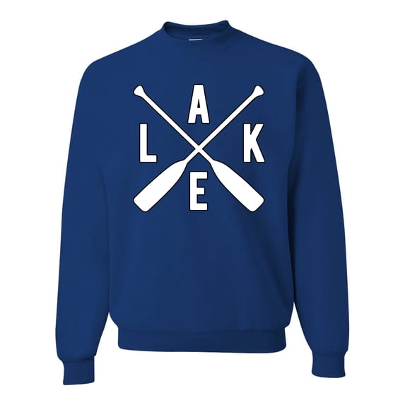Wild Bobby, Lake Cross Paddles, Unisex Crewneck Graphic Sweatshirt, Royal, XX-Large