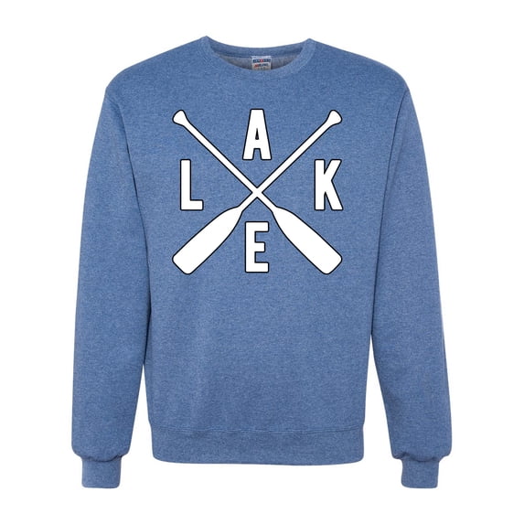 Wild Bobby, Lake Cross Paddles, Unisex Crewneck Graphic Sweatshirt, Vintage Heather Blue, Small