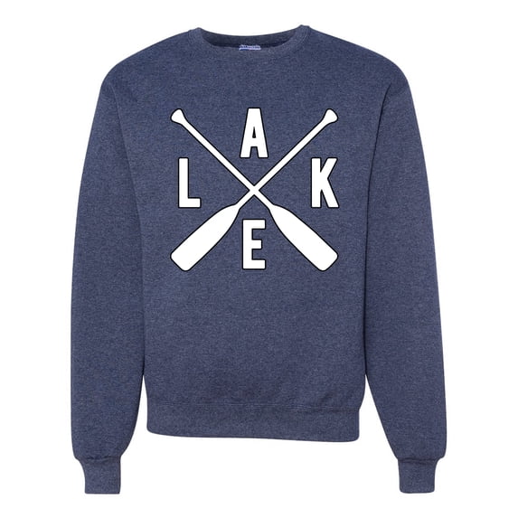 Wild Bobby, Lake Cross Paddles, Unisex Crewneck Graphic Sweatshirt, Vintage Heather Navy, Medium