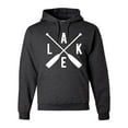 thumbnail image 1 of Wild Bobby, Lake Cross Paddles, Unisex Graphic Hoodie Sweatshirt, Heather Black, Large, 1 of 4