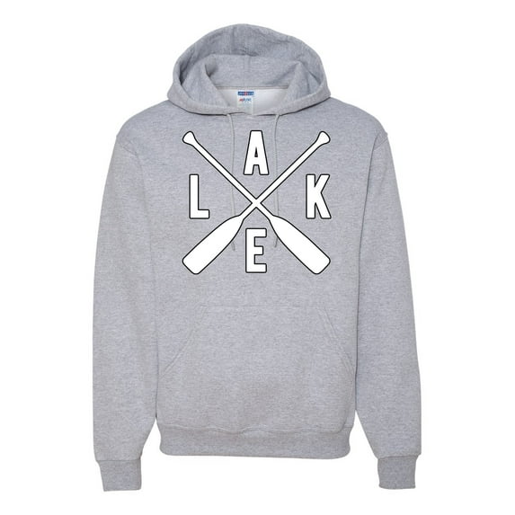Wild Bobby, Lake Cross Paddles, Unisex Graphic Hoodie Sweatshirt, Heather Grey, 3X-Large