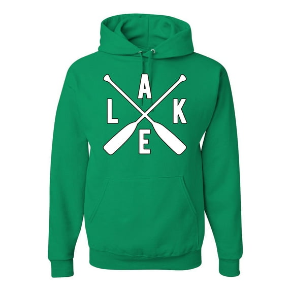 Wild Bobby, Lake Cross Paddles, Unisex Graphic Hoodie Sweatshirt, Kelly, Medium