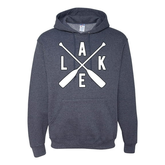 Wild Bobby, Lake Cross Paddles, Unisex Graphic Hoodie Sweatshirt, Vintage Heather Navy, Medium